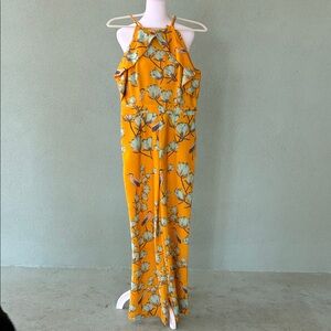 Anthropologie Varun Bahl Mustard Floral Jumpsuit